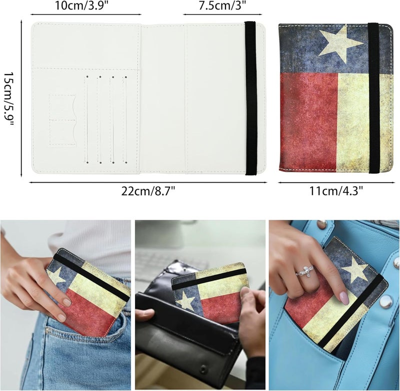bassyil Texas Vintage Flag Passport Holder for Women and Men PU Leather Passport Cover for Travel - Image 5